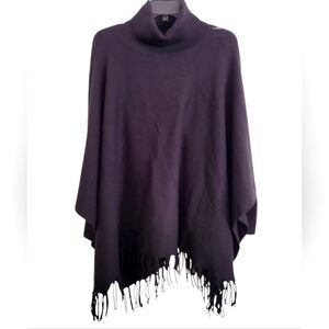 House of Harlow 1960 Black Knit Shrug Poncho With Fringe One Size Fits All